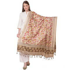 Generic Women's Art Silk Printed Dupatta (Gold, Length: 2.25 to 2.50 Mtr)