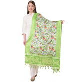 Generic Women's Art Silk Printed Dupatta (Light Green, Length: 2.25 to 2.50 Mtr)