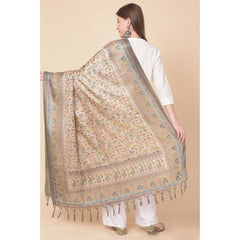 Generic Women's Art Silk Printed Dupatta (Light Brown, Length: 2.25 to 2.50 Mtr)