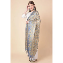 Generic Women's Art Silk Printed Dupatta (Grey, Length: 2.25 to 2.50 Mtr)