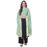 Generic Women's Velvet Gotta Patti Dupatta (Sea Green, Length: 2.25 to 2.50 Mtr)