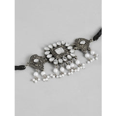 Generic Women's Rose Gold Plated Alloy Necklace & Earings Set (Silver)