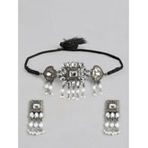 Generic Women's Rose Gold Plated Alloy Necklace & Earings Set (Silver)