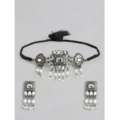 Generic Women's Rose Gold Plated Alloy Necklace & Earings Set (Silver)