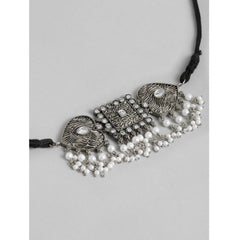 Generic Women's Rose Gold Plated Alloy Necklace & Earings Set (Silver)