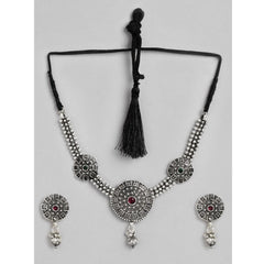 Generic Women's Rose Gold Plated Alloy Necklace & Earings Set (Silver)