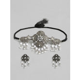 Generic Women's Rose Gold Plated Alloy Necklace & Earings Set (Silver & White)