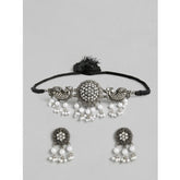 Generic Women's Rose Gold Plated Alloy Necklace & Earings Set (Silver & White)