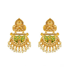 Generic Women's Rose Gold Plated Alloy Kundan Earrings & Mangtikka (Green)
