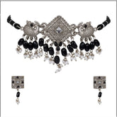 Generic Women's Rose Gold Plated Alloy Necklace & Earings Set (Silver)