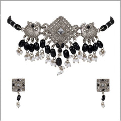 Generic Women's Rose Gold Plated Alloy Necklace & Earings Set (Silver)