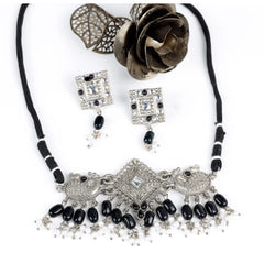 Generic Women's Rose Gold Plated Alloy Necklace & Earings Set (Silver)