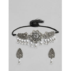 Generic Women's Rose Gold Plated Alloy Necklace & Earings Set (Silver)