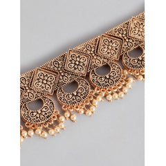 Generic Women's Rose Gold Plated Alloy Necklace & Earings Set (Gold)