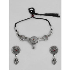 Generic Women's Rose Gold Plated Alloy Necklace & Earings Set (Silver)