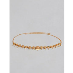 Generic Women's Rose Gold Plated Alloy Hip Belt Kamarband (Red & Green)