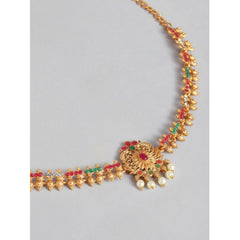 Generic Women's Rose Gold Plated Alloy Hip Belt Kamarband (Red & Green)