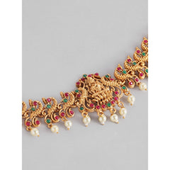 Generic Women's Rose Gold Plated Alloy Hip Belt Kamarband (Red & Green)