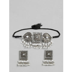 Generic Women's Rose Gold Plated Alloy Necklace & Earings Set (Silver)