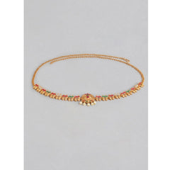 Generic Women's Rose Gold Plated Alloy Hip Belt Kamarband (Red & Green)