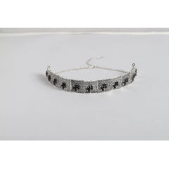 Generic Women's Rose Gold Plated Alloy Necklace & Earings Set (Silver & Black)