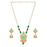 Generic Women's Rose Gold Plated Alloy Necklace & Earings Set (Green)