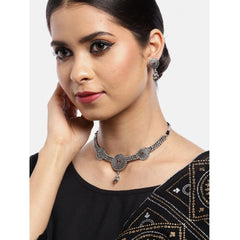 Generic Women's Rose Gold Plated Alloy Necklace & Earings Set (Silver)