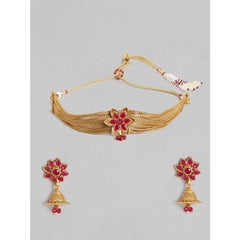 Generic Women's Rose Gold Plated Alloy Necklace & Earings Set (Gold)