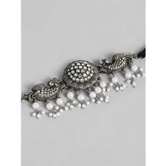 Generic Women's Rose Gold Plated Alloy Necklace & Earings Set (Silver & White)