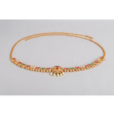 Generic Women's Rose Gold Plated Alloy Hip Belt Kamarband (Red & Green)