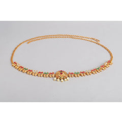 Generic Women's Rose Gold Plated Alloy Hip Belt Kamarband (Red & Green)