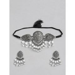 Generic Women's Rose Gold Plated Alloy Necklace & Earings Set (Silver)