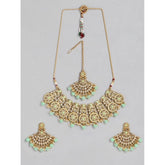 Generic Women's Rose Gold Plated Alloy Necklace & Earings Set (Light Green)