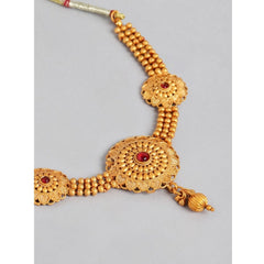 Generic Women's Rose Gold Plated Alloy Necklace & Earings Set (Gold)