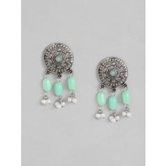 Generic Women's Rose Gold Plated Alloy Necklace & Earings Set (Light Green)