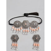 Generic Women's Rose Gold Plated Alloy Necklace & Earings Set (Orange)