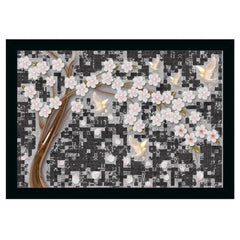 Generic Flower Painting Vinyl Sparkle Coated with Synthetic Photo Frame (Multicolor)