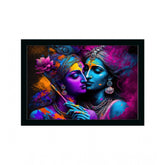 Generic Radha Krishna Painting with Synthetic Photo Frame (Multicolor)