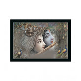 Generic Radha Krishna Painting with Synthetic Photo Frame (Multicolor)