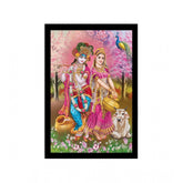 Generic Radha Krishna Painting with Synthetic Photo Frame (Multicolor)
