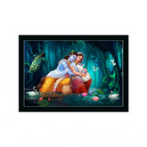 Generic Beautiful Radha Krishna Vinyl Sparkle Coated with Synthetic Photo Frame (Multicolor)
