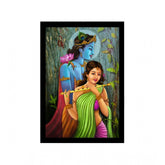 Generic Radha Krishna Painting with Synthetic Photo Frame (Multicolor)