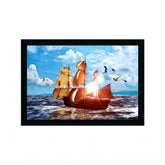 Generic Boat Frame Paintingwith Synthetic Photo Frame (Multicolor)