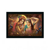 Generic Radha Krishna Painting Vinyl Sparkle Coated with Synthetic Photo Frame (Multicolor)