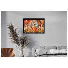 Generic Radha Krishna Painting with Synthetic Photo Frame (Multicolor)