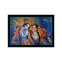Generic Radha Krishna Painting with Synthetic Photo Frame (Multicolor)