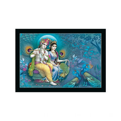 Generic Radha Krishna Painting with Synthetic Photo Frame (Multicolor)