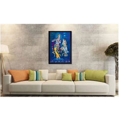 Generic Radha Krishna Painting with Synthetic Photo Frame (Multicolor)