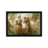 Generic Radha Krishna Painting with Synthetic Photo Frame (Multicolor)