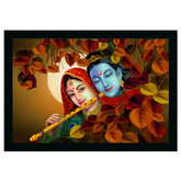 Generic Radha Krishna Painting Vinyl Sparkle Coated with Synthetic Photo Frame (Multicolor)